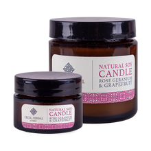 Load image into Gallery viewer, Celtic Herbal - Rose Geranium & Grapefruit Natural Soy Candles