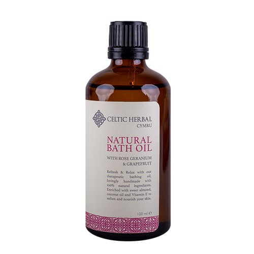 Celtic Herbal - Natural Bath Oil with Rose Geranium & Grapefruit 100ml